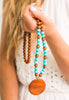 Boho Bead & Wood Disc Necklace