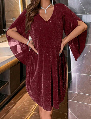 Women's Glitter Cape Sleeve Bodycon Dress