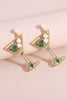 Green Cocktail Glass Rhinestone Drop Earrings