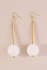 White Long Round Ball Drop Earrings