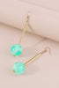 Green Long Round Ball Drop Earrings