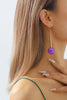 Purple Long Round Ball Drop Earrings