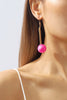 Pink Long Round Ball Drop Earrings