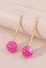 Pink Long Round Ball Drop Earrings