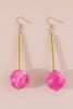 Pink Long Round Ball Drop Earrings