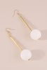 White Long Round Ball Drop Earrings