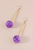 Purple Long Round Ball Drop Earrings