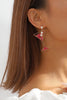 Rosy Cocktail Glass Rhinestone Drop Earrings