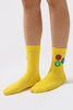 Yellow Neon Color Smiley Face Crew Socks