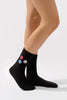 Neon Color Smiley Face Crew Socks