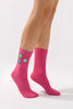 Pink Neon Color Smiley Face Crew Socks