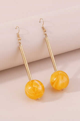 Yellow Long Round Ball Drop Earrings