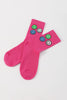 Pink Neon Color Smiley Face Crew Socks