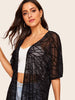 Open Front Geo Print Sheer Kimono