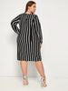 PLUS size Vertical Striped Fitted Dress