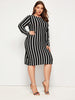 PLUS size Vertical Striped Fitted Dress