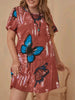 Plus Butterfly Print Tunic Dress