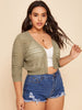 Plus Solid Open Front Crop Cardigan