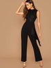 Sequin Detail Lace Bodice Ruffle Trim Jumpsuit