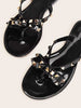 Studded Bow Decor Flat Sliders