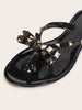 Studded Bow Decor Flat Sliders