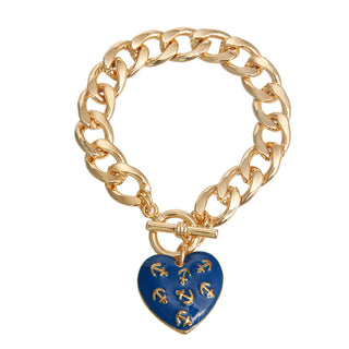 Blue Anchor Heart Toggle Bracelet