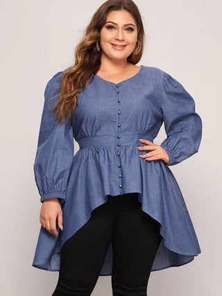 Plus Bishop Sleeve Blouse