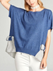 Blue & White Knit Top With Ribbon Detail