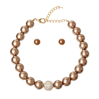 Brown Pearl Pave Ball Set