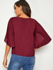 V-neck Petal Sleeve Solid Top