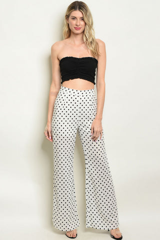 White Black Polka Dot Pants