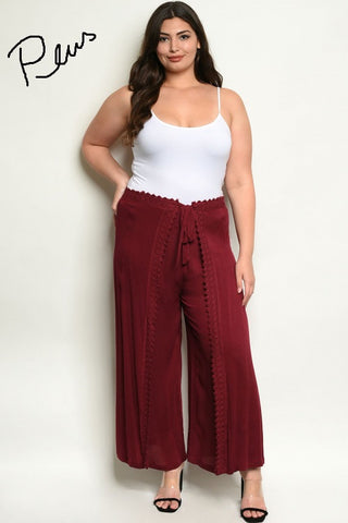 PLUS size Burgundy Palazzo Pants