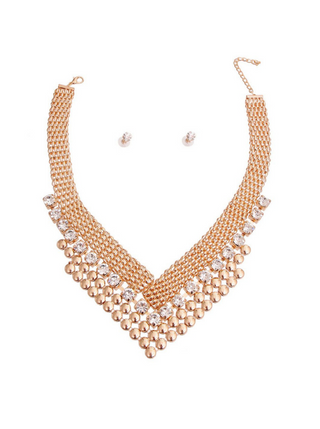 Gold Crystal Pointed Collar Set