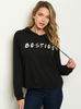 Black "Besties" Print Hoodie