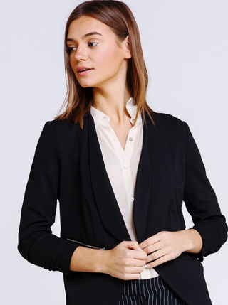 Black Cardigan Blazer with front zipper