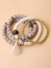 4pcs Tassel Charm Beaded Bracelet