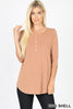 Beige 3/4 Sleeve Button Top