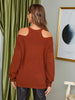 Cold Shoulder Ribbed Knit Solid Sweater