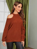 Cold Shoulder Ribbed Knit Solid Sweater