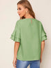 Drop Shoulder Flounce Sleeve Top