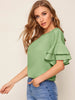 Drop Shoulder Flounce Sleeve Top