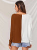 Batwing Sleeve Two Tone Rib-knit Top