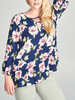 PLUS Floral Print Long Sleeves Woven Blouse