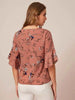 Bell Sleeve Floral Print Top