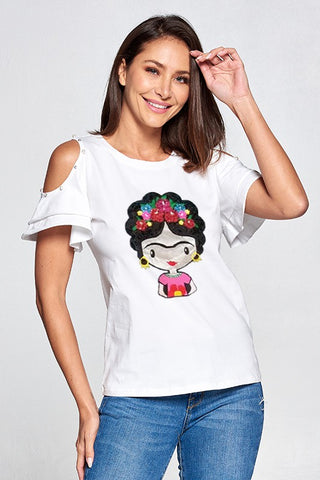 Frida Kahlo Unique Top- White