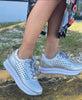 Silver Women Sneakers with Platform