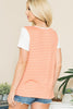 Stripe Pocket Patch V Neck Top