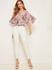 Botanical Print Flutter Sleeve Top