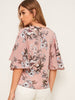 Botanical Print Flutter Sleeve Top