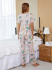 Cactus Print Pajama Set With Eye Cover